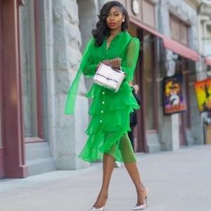 Zara Ruffled Luxury Organza Skirt Size M NWT